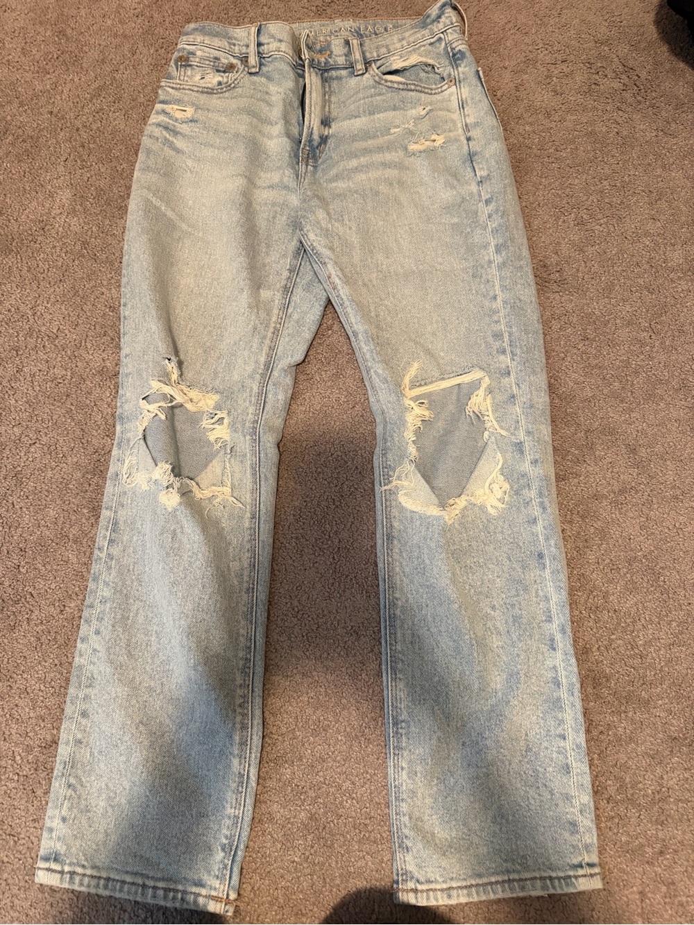 American Eagle Outfitters Light Blue Distressed Straight Jeans